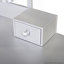 Ensemble de bureau de meuble-lavabo de luxe avec tabouret rembourré, miroir rond et réglable en hauteur, 4 tiroirs avec panneaux striés-421836253