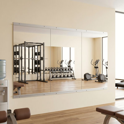 Lunara Full Length Rectangle Tempered Glass Flat Wall Mirror, Home Gym Mirror for Yoga/Dance/Workout Studio Mirror(Set of 2/3)