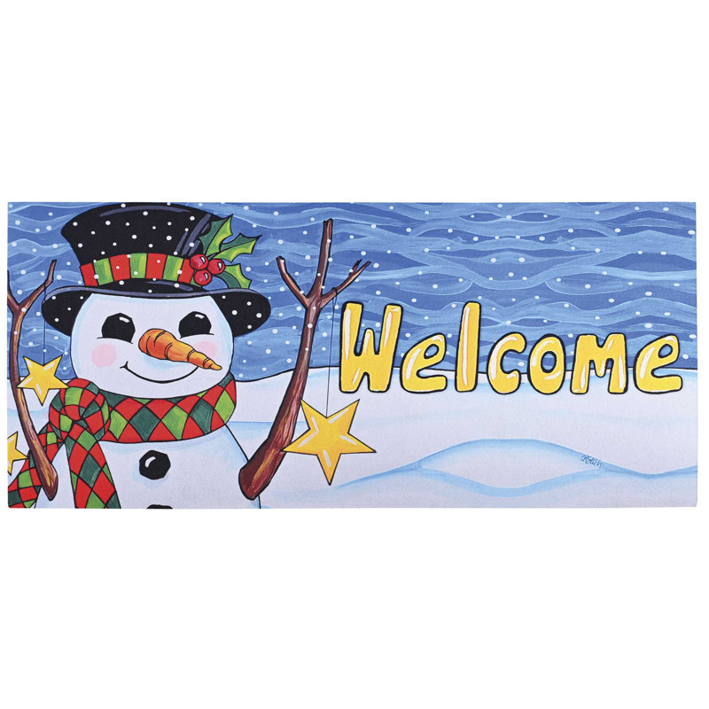 Doormat Insert Snowman Star And Flurries