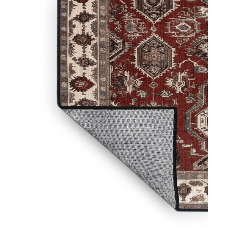 Machine Washable Persian Black Area Rug, Square 8'