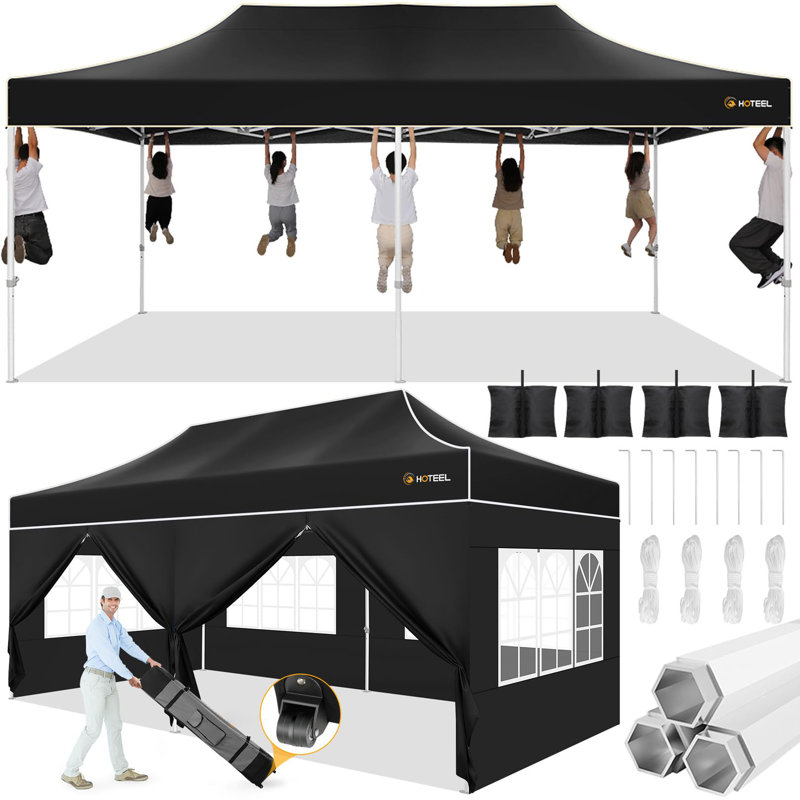 Hoteel Canopy 10x20 Pop Up Canopy Tent Heavy Duty with 6 Sidewalls,UPF50+ and Waterproof 1500mm,3 Height Adjustable,Upgraded Hexagonal Pipe,Commercial Instant Tent,for Picnic,Parties,Wedding