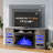 Armoney 70" Farmhouse Curved Fireplace TV Stand With 36'' Electric Fireplace/Led Light/Glass Door & Adjustable Shelves,  Washed Gray-103562933