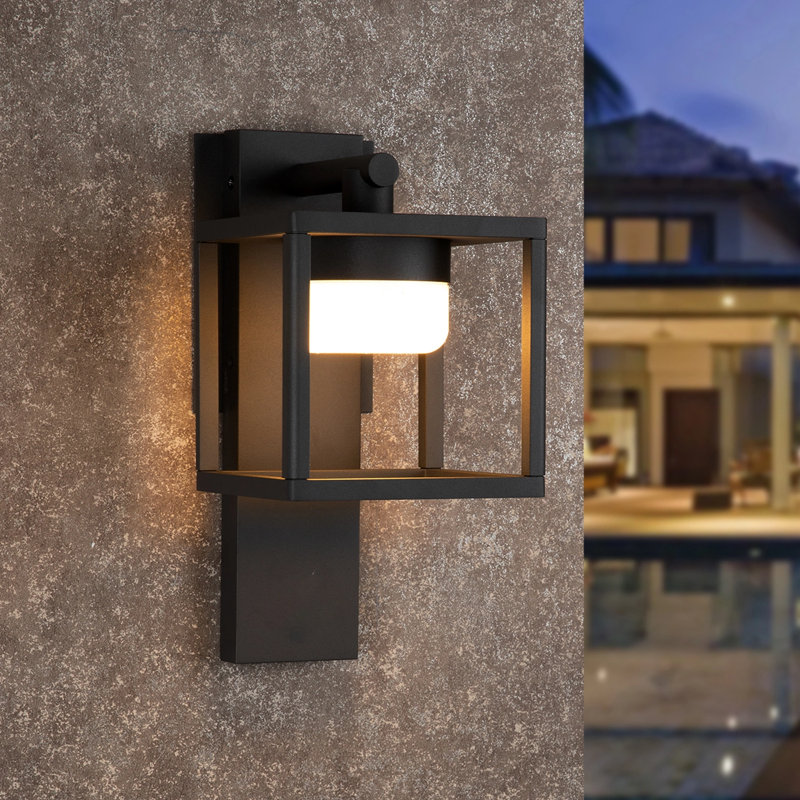 Outdoor Wall Sconce Exterior IP44 Waterproof LED Wall Light Classic Wall Lamp Lantern Square Mount, Black
