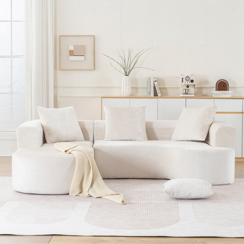 Boneless Modular Sectional Sofa with L-Shape Chaise, Cloud Sectional Modern Sleeper Couch with Deep Seat,Sponge Compression Sofas No Assembly Required