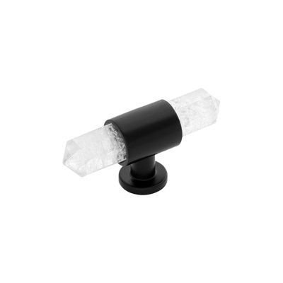 Poignée en T Bijou Aura - bouton d'armoire noir mat 2-3 / 4 po x 3/4 po - Quincaillerie transitionnelle pour tiroirs et armoires