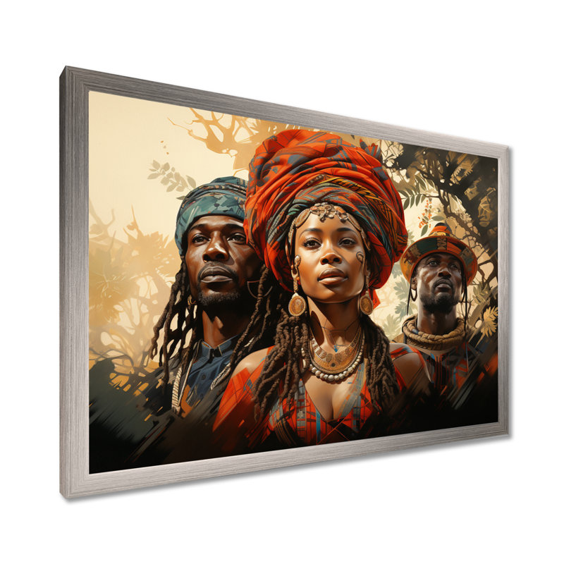 Couple africain résilient II - impression, H 12 po x l 20 po x P 1 po, Cadre simple argenté