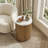23.6-Inch Tall Round Nightstand with Faux Marble Tabletop, Drum Shape-1273864104