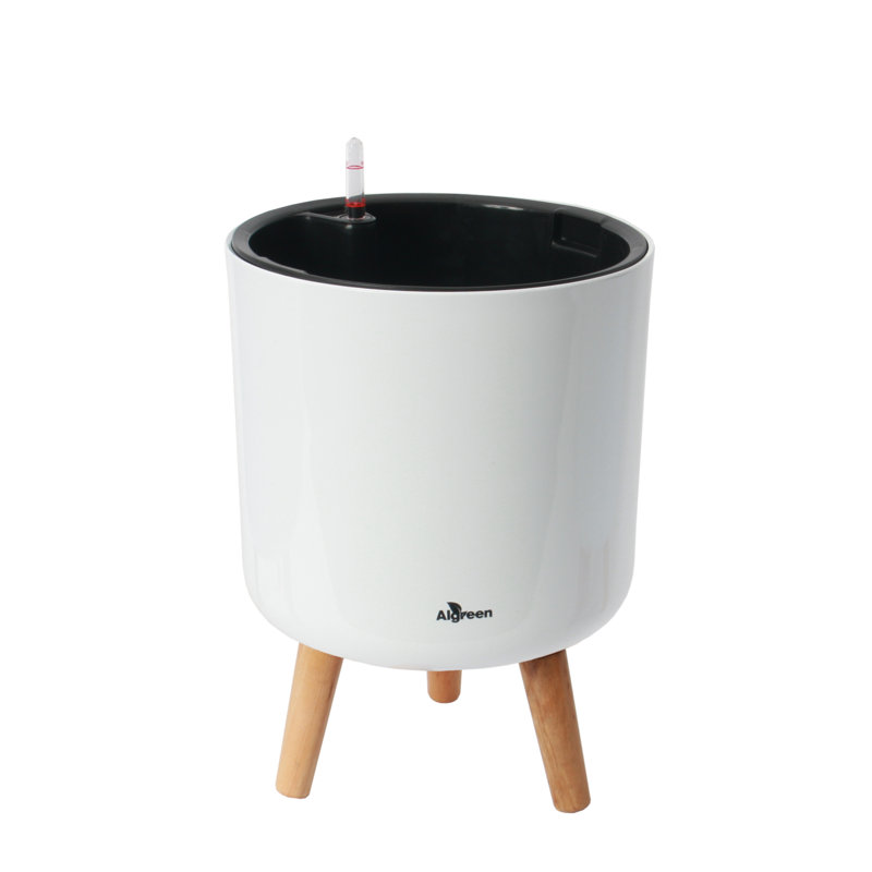 Pot à fleurs avec support Modena, H 15 po x l 11,4 po x P 11,4 po, Blanc