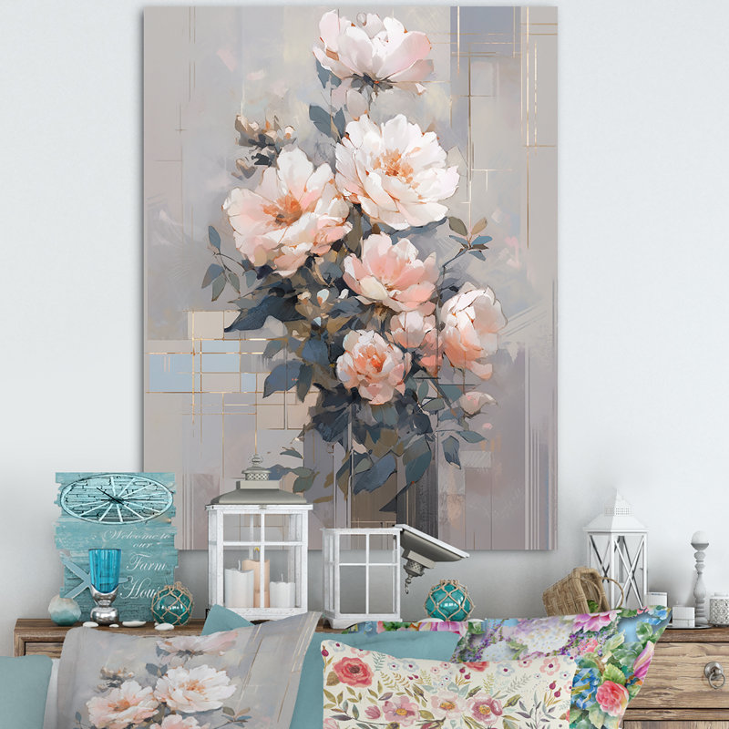 Sérénade rose de pivoines sur toile, H 44 po x l 34 po x P 1,5 po, Toile tendue