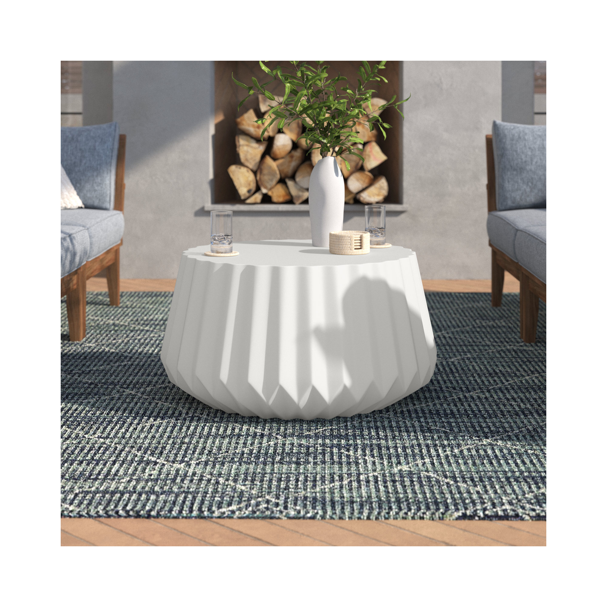 Haven 32'' Concrete Outdoor Coffee Table, Ivory