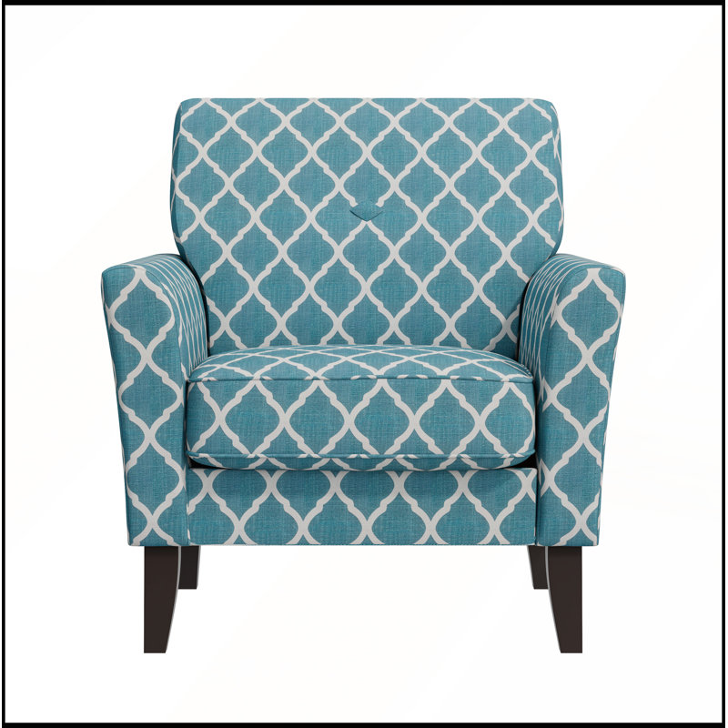 Fauteuil d'appoint Dorset avec treillis turquoise et dossier capitonné pour un confort moderne