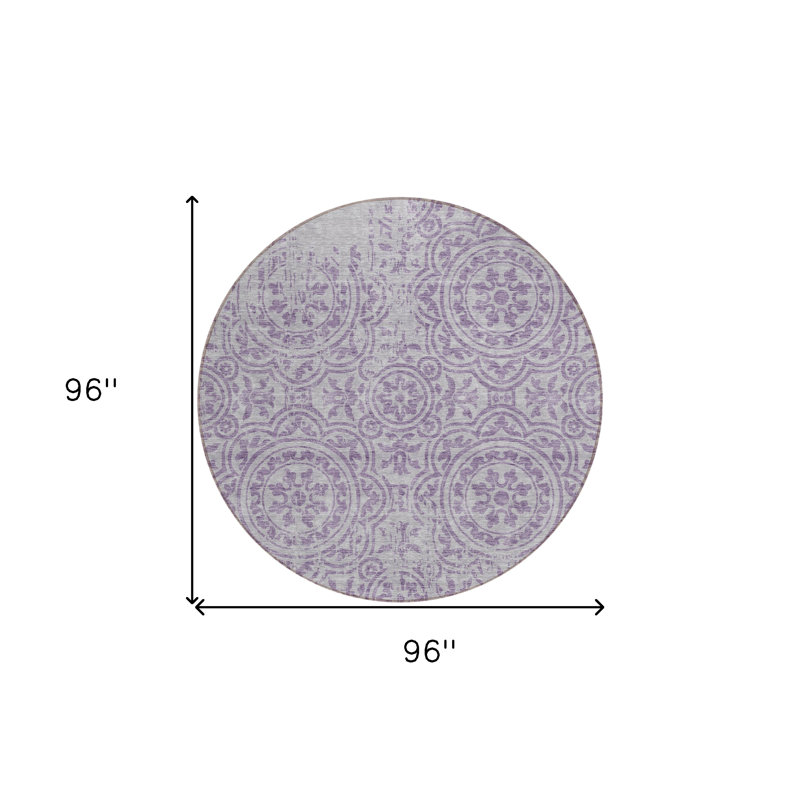 Tapis rond lavable et lilas 8 po