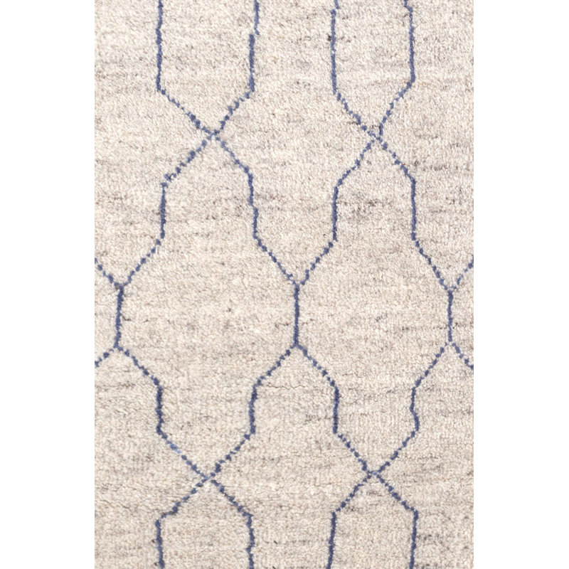 Massena Blue Hand Knotted Wool Rug, Rectangle 3' x 5'