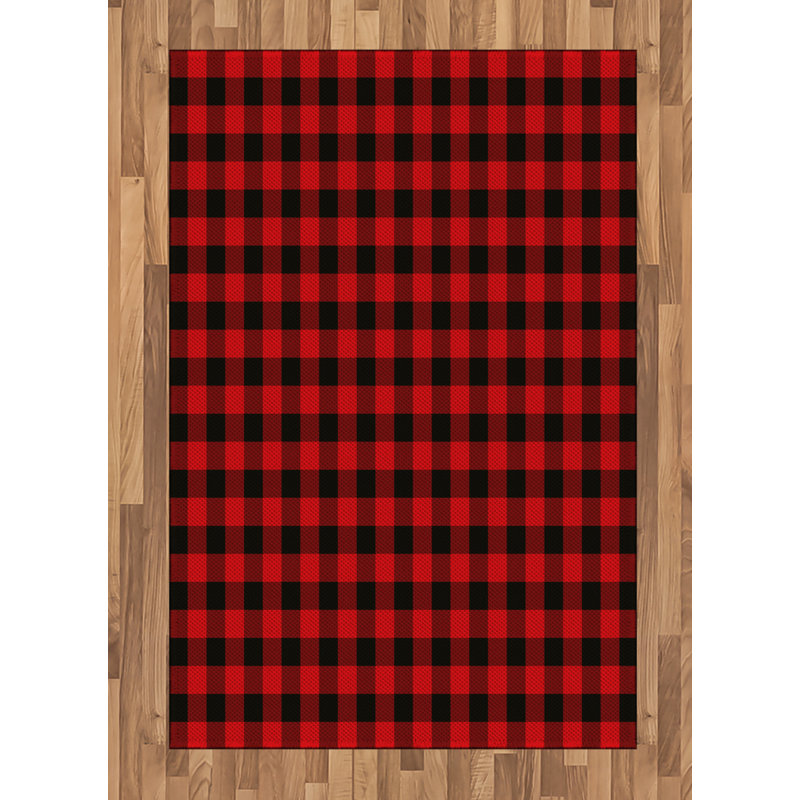 Plaid High Density Long Fiber Poly Threads Decorative Area Rug Carpet, Rectangle 4' x 5'8"
