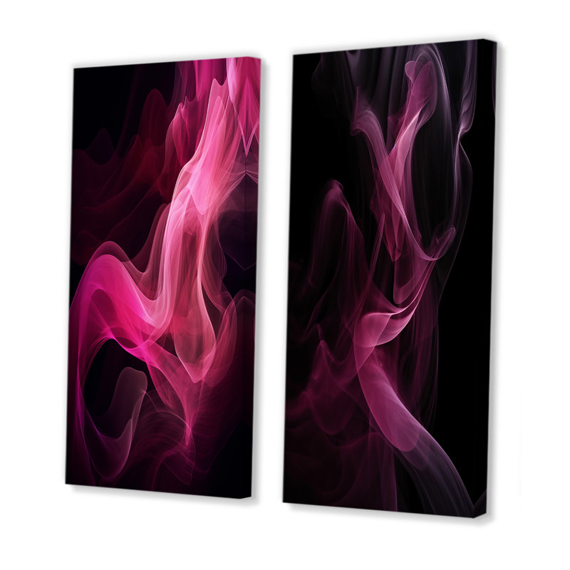 Rose et noir, ensemble de 2 pièces d'art mural fractal I - Fractals, Toile tendue, H 40 po x l 40 po