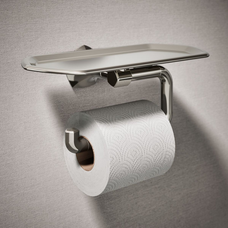 Occasion Toilet Paper Holder With Tray, Polished Nickel