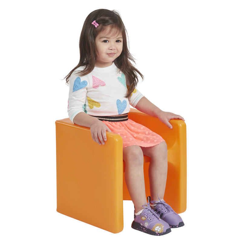 ECR4Kids Tri-Me 3-In-1 Cube Chair, Kids Furniture, Orange, 1
