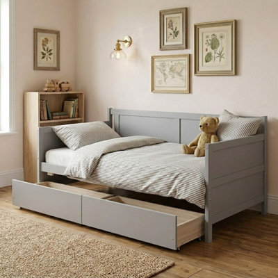 Classic Twin Size Wooden Daybed with Two Drawers, Non-Upholstered