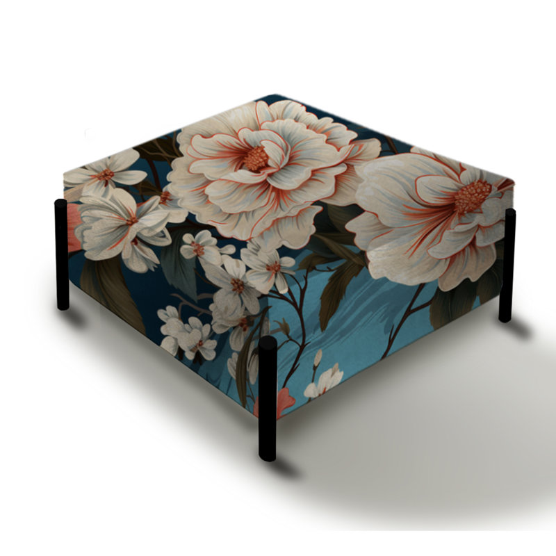 Motif floral Rhododendron - Grand repose-pieds carré floral