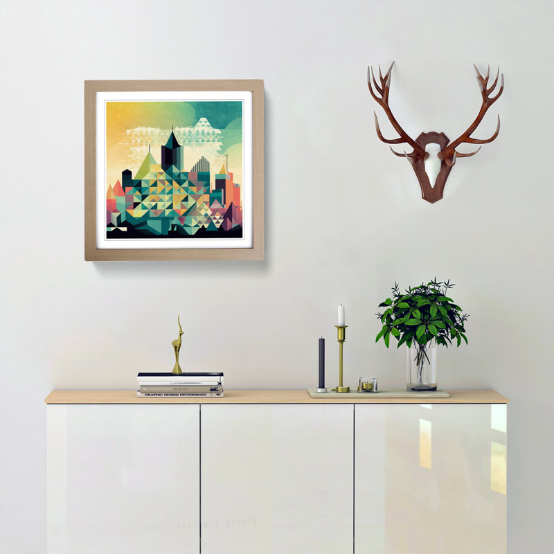 City of Birmingham Geometric - Framed Print, Oak