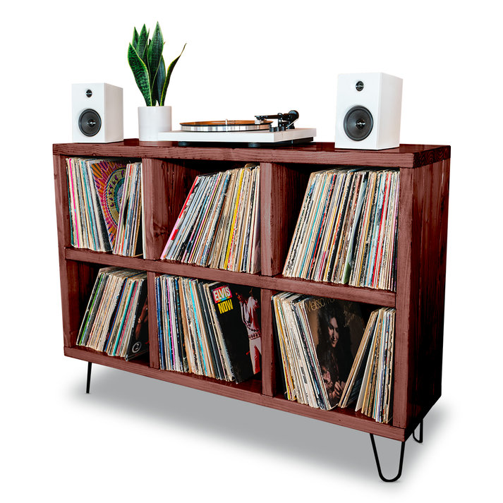 Rangement de 6 disques vinyles, Miel, H 36,5 po x l 40 po x P 14 po