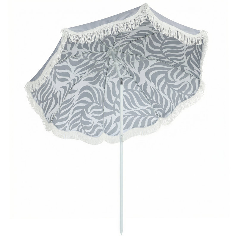 178cm Beach Parasol, Grey Floral