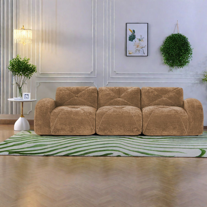 Canapés modulaires de luxe, tissu en velours et conception capitonnée pour la maison