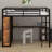 Metal Loft Bed Frame With Built-In Wardrobe, Desk And Storage Shelves-1997012849-1997012847