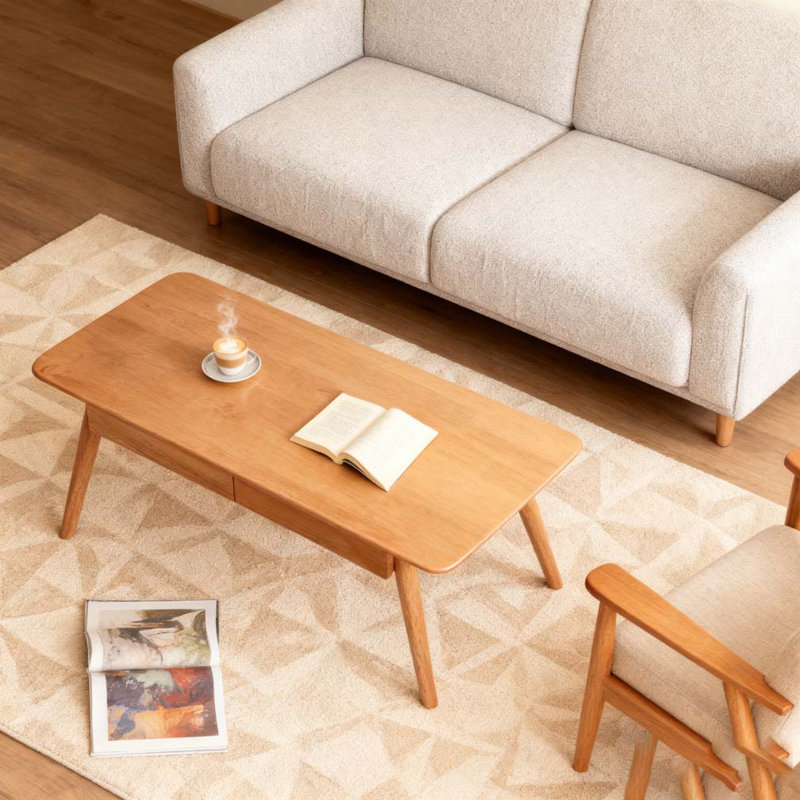 Table centrale Table basse 100% bois massif, H 17,72 po x L 39,37 po x l 19,69 po