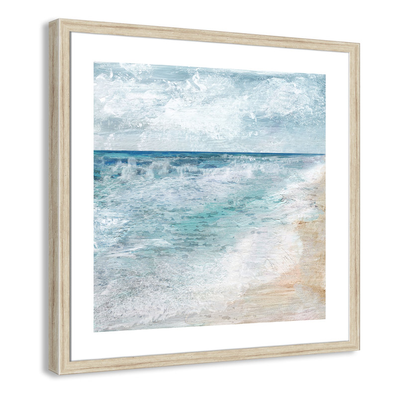 Balade au bord de l'eau - Peinture encadrée, Beige, H 28 po x l 28 po x P 1,25 po