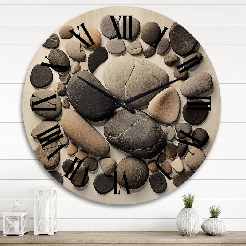 Horloge murale en bois surdimensionnée Beach, Très grand