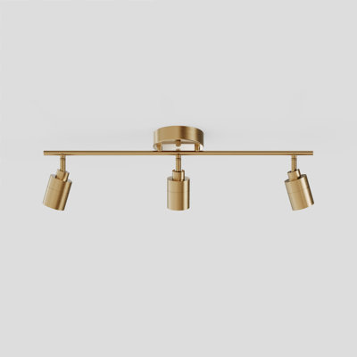 Shura Brushed Brass 3-Light Track Light With Rotatable Heads, Integrated LED, 2 Ft. Track Lighting Kit, 3000K, 1470 Lmn