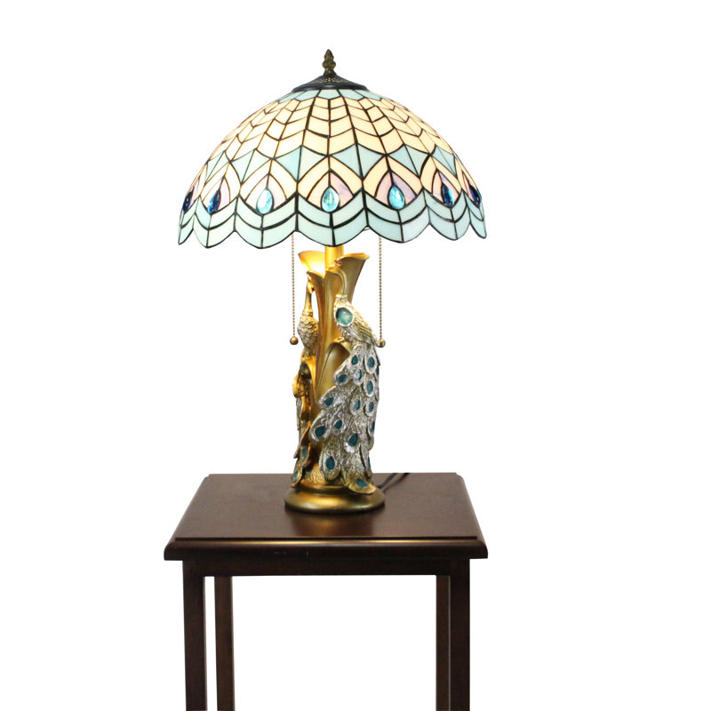 Lampe de bureau style paon Tiffany abat-jour 16 pouces15720