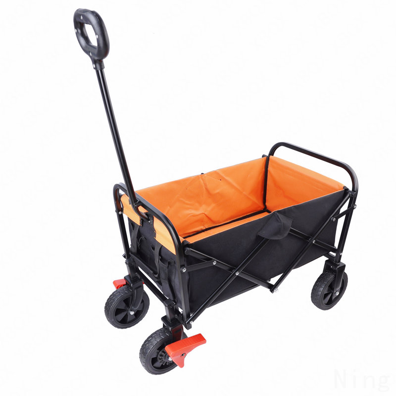 Mini chariot de plage pliable, Noir / Orange