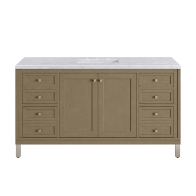 Chicago 60"" Floating Single Bathroom Vanity Set -  James Martin Vanities, 305-V60S-WWW-3CAR