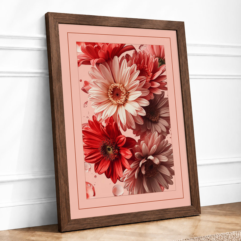 Gerbera Abundance Botanical - Framed Print, Walnut, A4 - 29.7 x 21.0 cm
