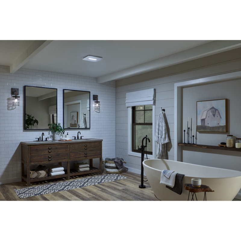White LED Bathroom Exhaust Fan with CleanCover Grille