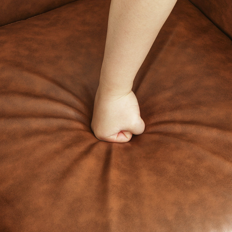 74.4 Cm Wide Wingback Chair, Brown Faux Leather