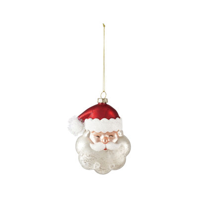 Hand-Painted Mercury Glass Santa Head Ornament