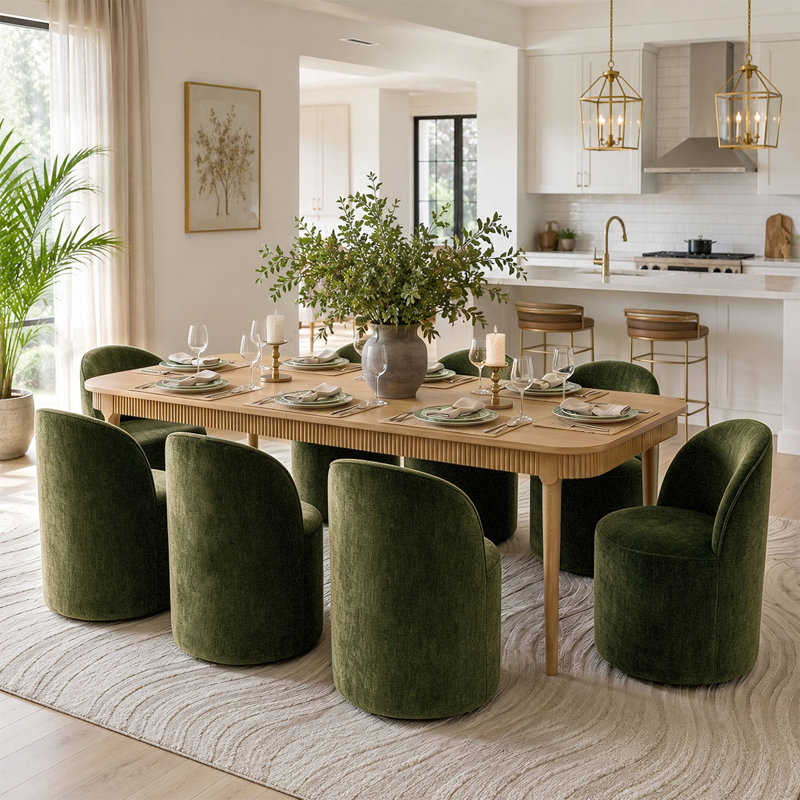 Chaise roulante rembourrée en chenille avec roulettes cachées, 8, Vert olive