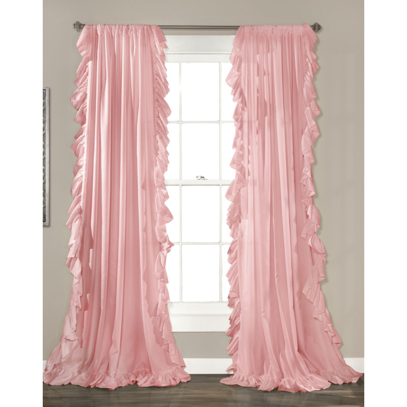 Reyna Semi Sheer Curtain Single Panel, 54" W x 84" L, Pink