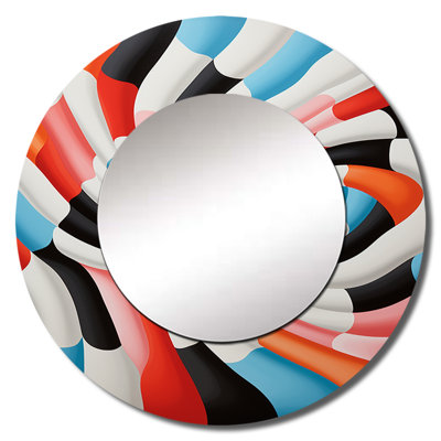 Colourful Op Art Surrealism II - Abstract Round Mirror Wall Decor