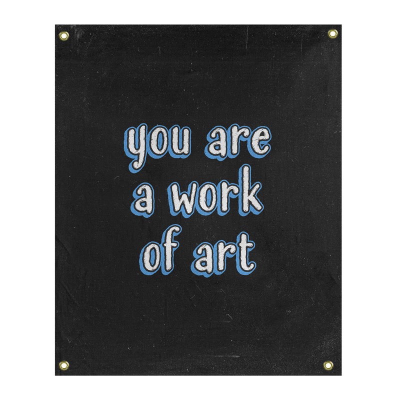 Tapisserie en polyester tableau noir quot, H 36 po x l 26 po, Bleu