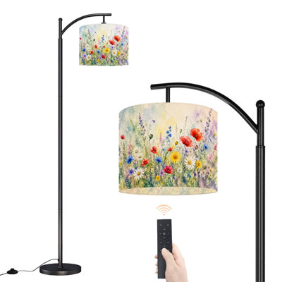 Lampe sur pied à DEL à intensité variable à intensité variable Wildflower Meadow, abat-jour réglable en hauteur avec télécommande, pour le salon, la chambre et le bureau