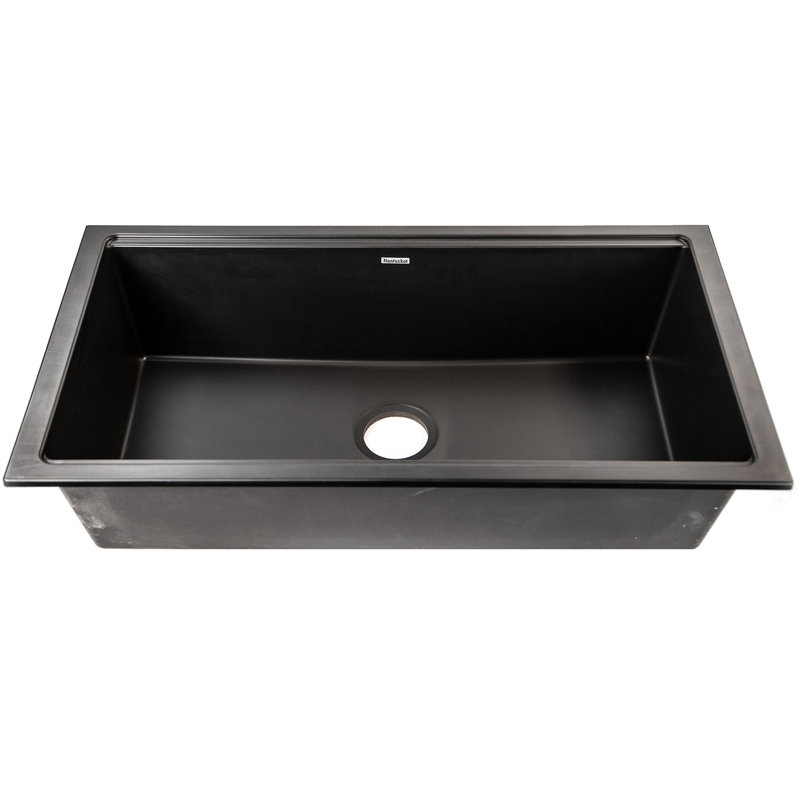 Plymouth 33.75'' L Single Basin Kitchen Sink, Matte Black