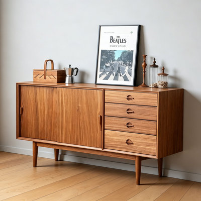 Simple and Retro Style Teak Sideboard