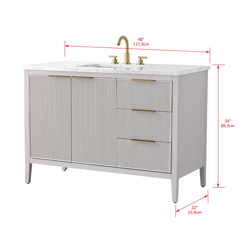 Emma 48" W Single Vanity, Taupe/Brushed Bronze