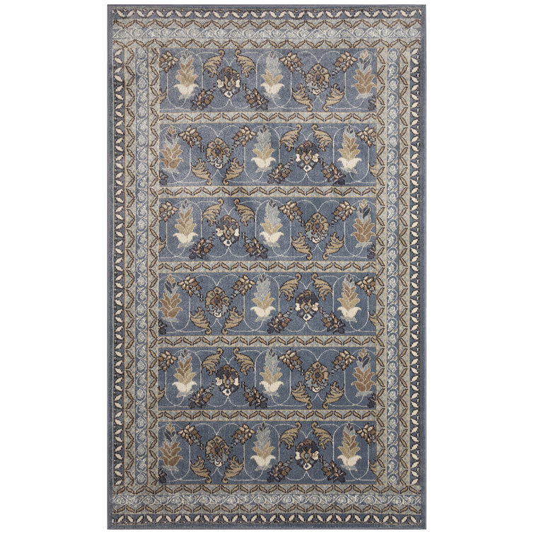 Oriental Machine Woven Polypropylene Area Rug in Blue