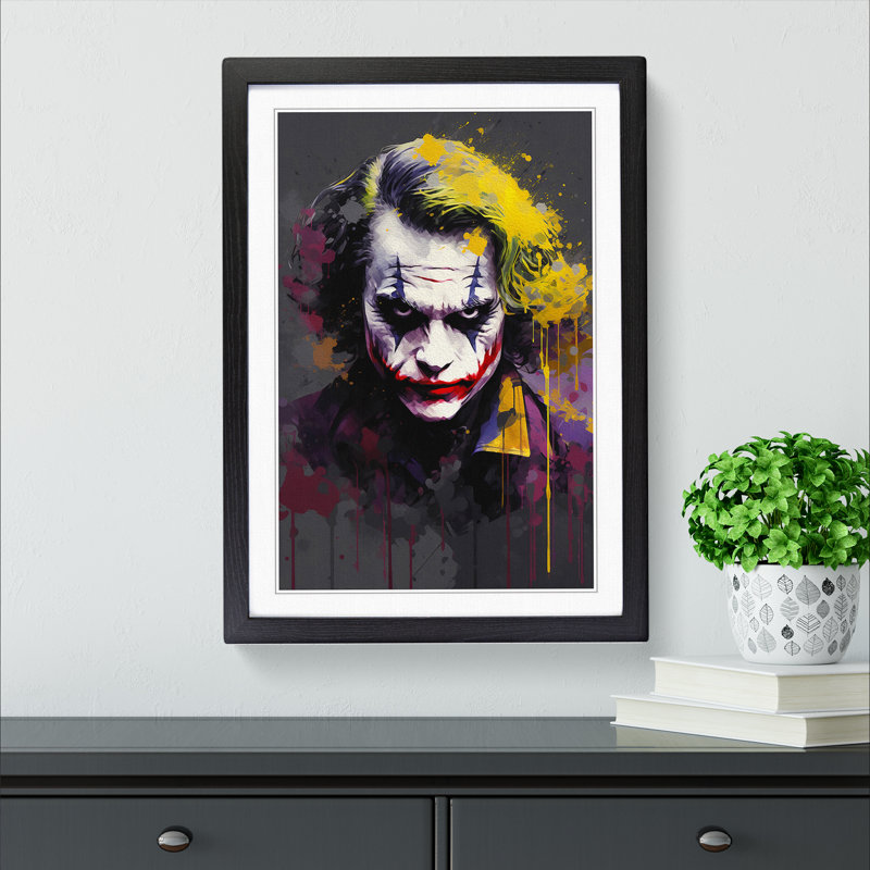 XYZ-FRM-V1223-3908 Joker Abstract - Single Picture Frame Print on Wood, 46cm H x 34cm W x 2cm D, Black 