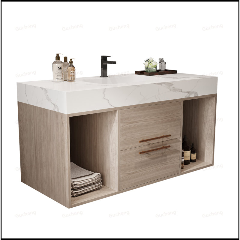 Meuble-lavabo mural 39,4 po avec lavabo, Chêne